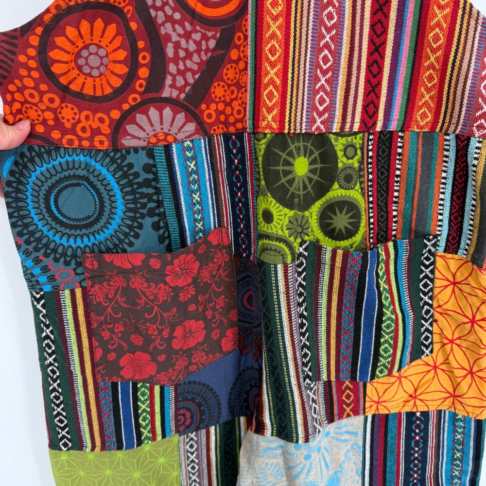 LIKE INTERNATIONAL BOHO PATCHWORK OVERALLS 100% C… - image 11